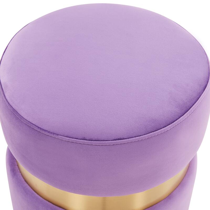 LeisureMod Troy Round Velvet Contemporary Ottoman Foot Rest Bed Bath